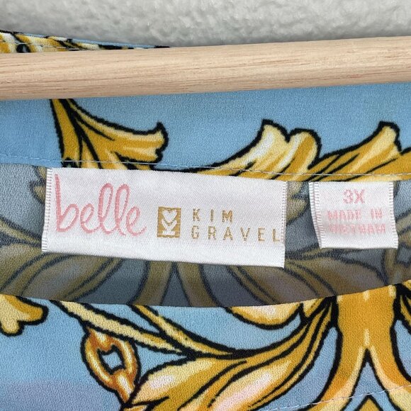 Belle Kim Gravel Womens Plus 3X Floral Chain Poncho Top Vibrant Multicolor Shirt - Picture 3 of 13